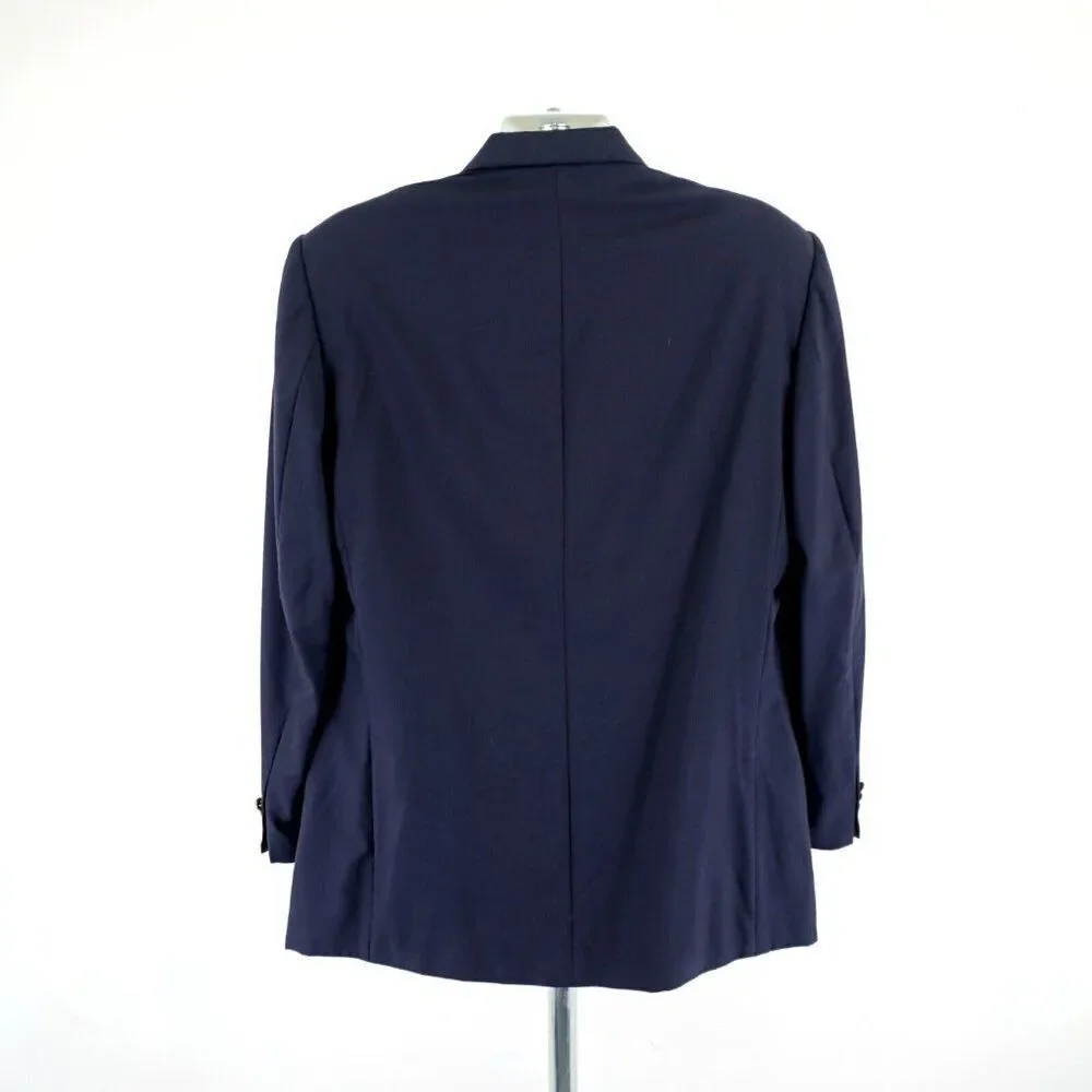 Oscar De La‎ Renta Blue Wool 2 Bronze Button Blazer 42L / Slim 44L